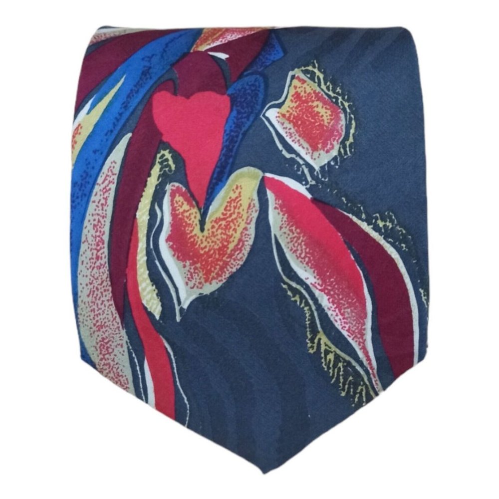 FENDI Gray Art Silk Tie ITALY HANDMADE 60"/ 3.7" EC